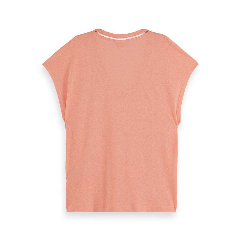 Scotch & Soda Cotton Linen V-Neck T-Shirt image number 3